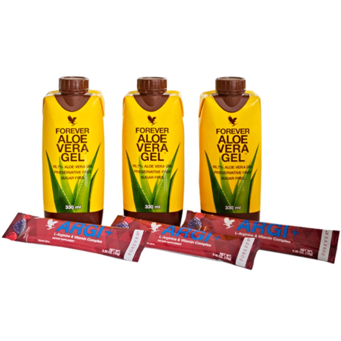 Forever ARGI+ And Aloe Vera Gel Mini Tripack (Τρία τεμάχια χυμού Αλόης Βέρα των 330 ml και ARGI+ Stick)